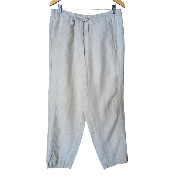 J. Jill Love Linen Tan 100% Linen Drawstring Waist Pants Size Large - Picture 8 of 8
